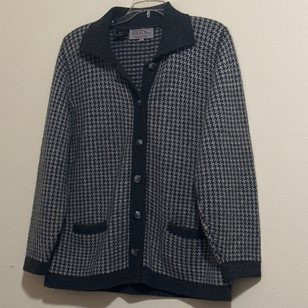 Vintage Oscar Da Rosa 100% Alpaca Cardigan Women XL  Longsleeve Button Down